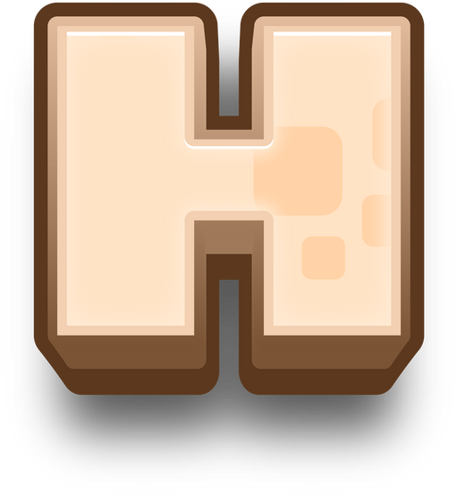 Letter H for english alphabet with cartoon brick wall style